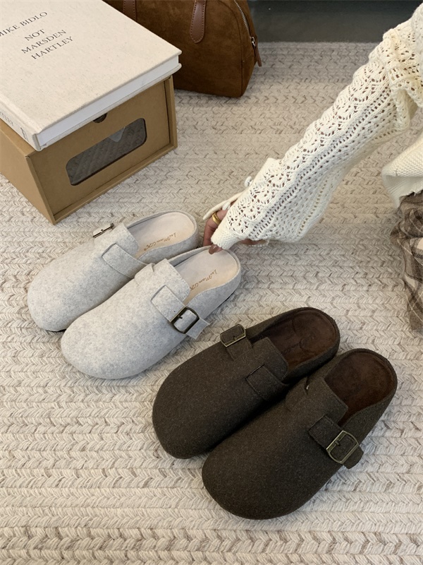 1725431038791_620002.jpg 2024 New Autumn Winter Thick Sole Versatile Birkenstock Slippers Women Closed Toe Felt Velvet Slip On Birkenstock Shoes
