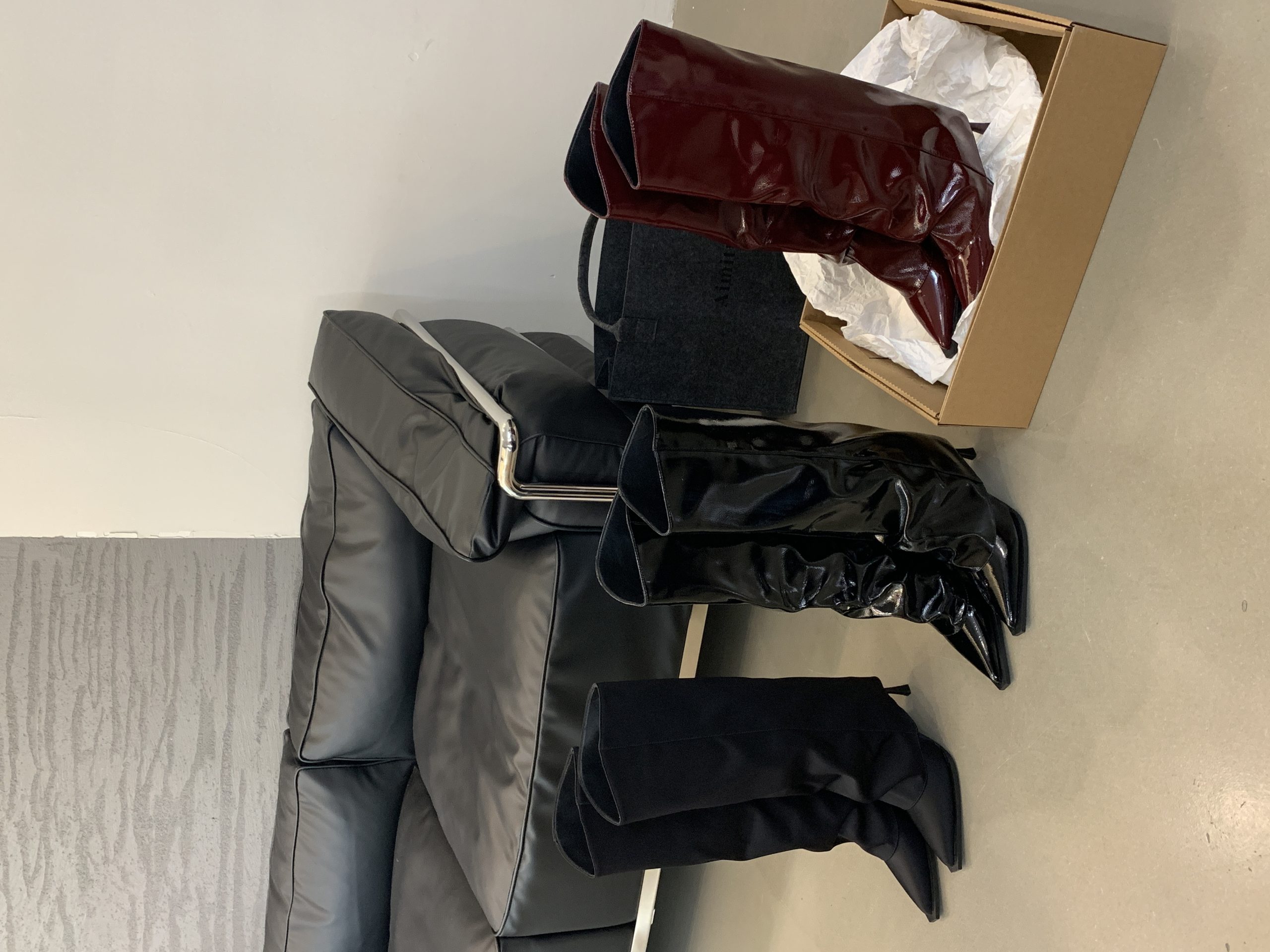 Black Sexy High Tube Boots for Women Stiletto Heel 2024 Early Autumn New French Style Slim Boots Long Boots