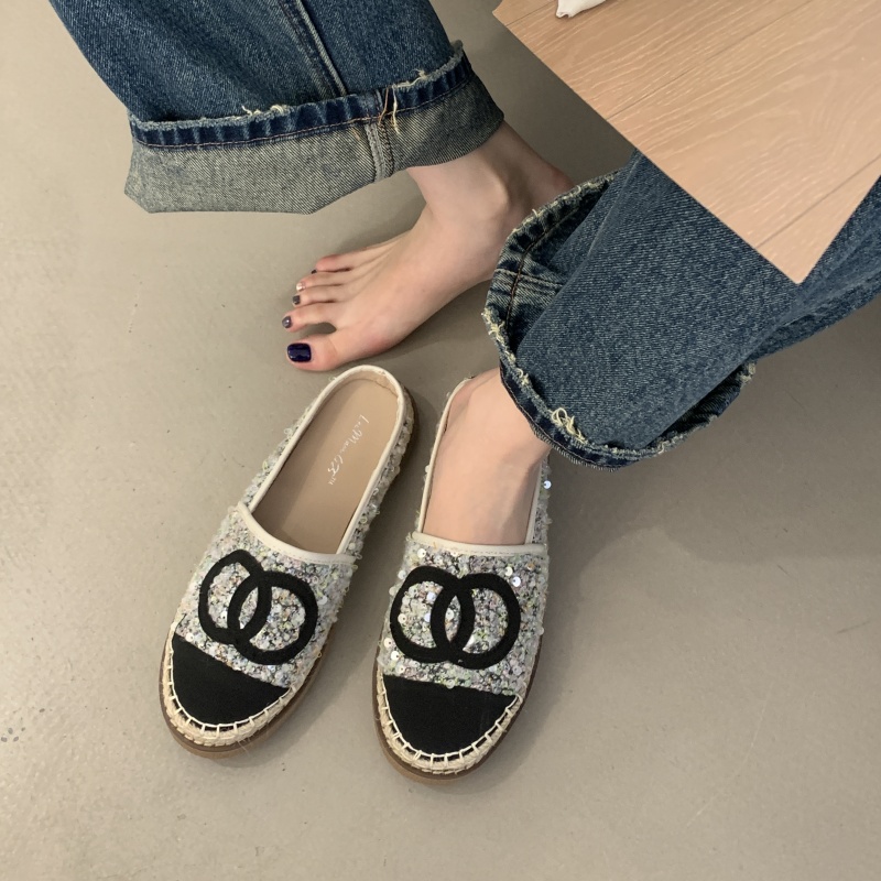 Fengda Women's Fisherman Shoes 2025 New Chunky Heel Slippers Black Pink Apricot