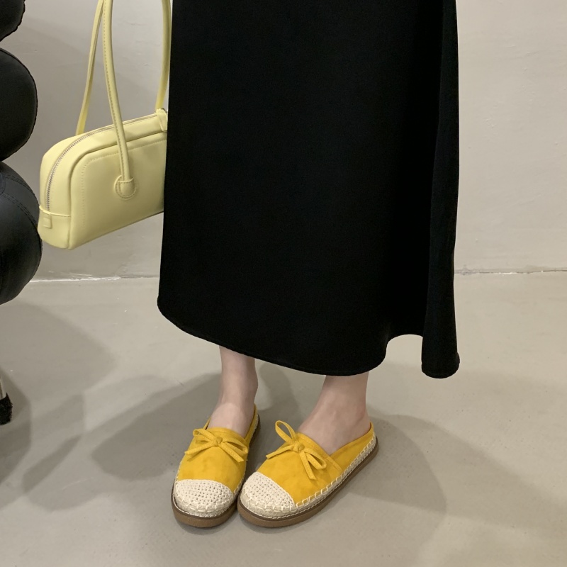 Baotou Half Slippers Women Summer 2025 New Style Lazy Mules One Step Fisherman Shoes