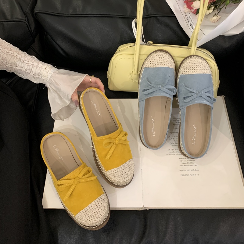 Baotou Half Slippers Women Summer 2025 New Style Lazy Mules One Step Fisherman Shoes