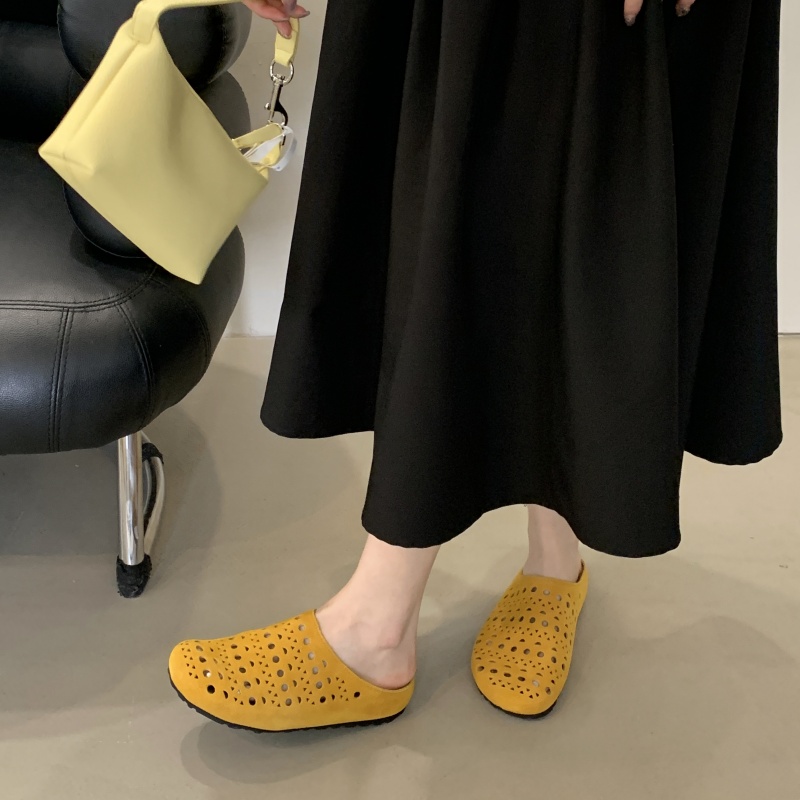 Flat Bottom Soft Sole Closed Toe Slippers for Women 2025 New Spring Summer Outdoor Half Slippers