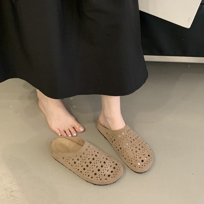 Flat Bottom Soft Sole Closed Toe Slippers for Women 2025 New Spring Summer Outdoor Half Slippers
