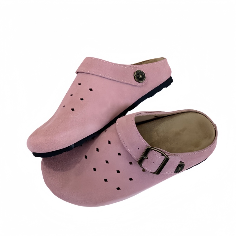 1743912371095_802525.jpg Retro Forest Hollow Breathable Closed Toe Half Slippers for Women Summer Slip On Thick Sole Ugly Cute Genuine Leather Birkenstock Shoes