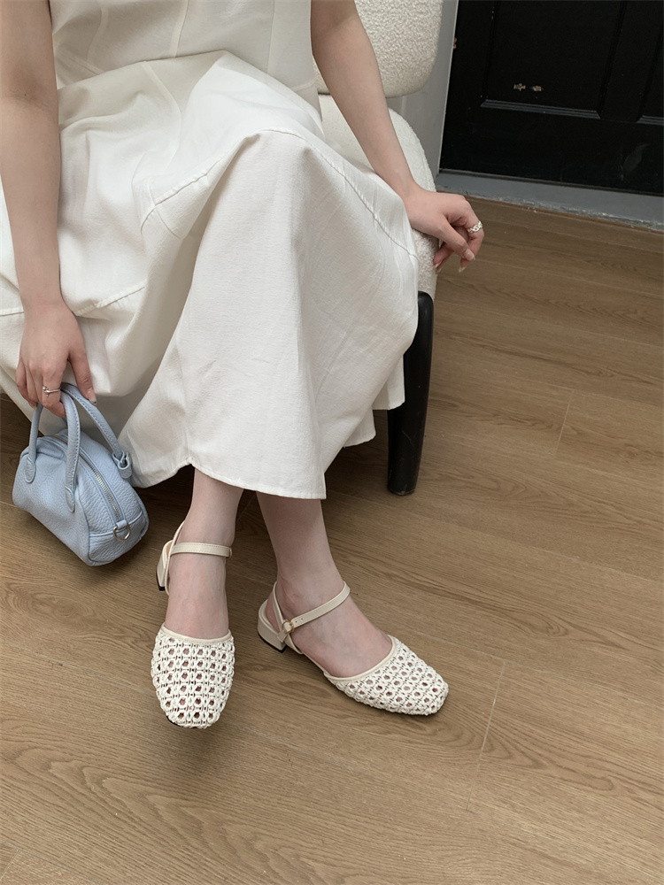 1747728511720_kkLHY4.jpg Niche Woven Bohemian Chunky Heel Mary Jane Shoes for Women Summer 2025 Dressy Single Shoes