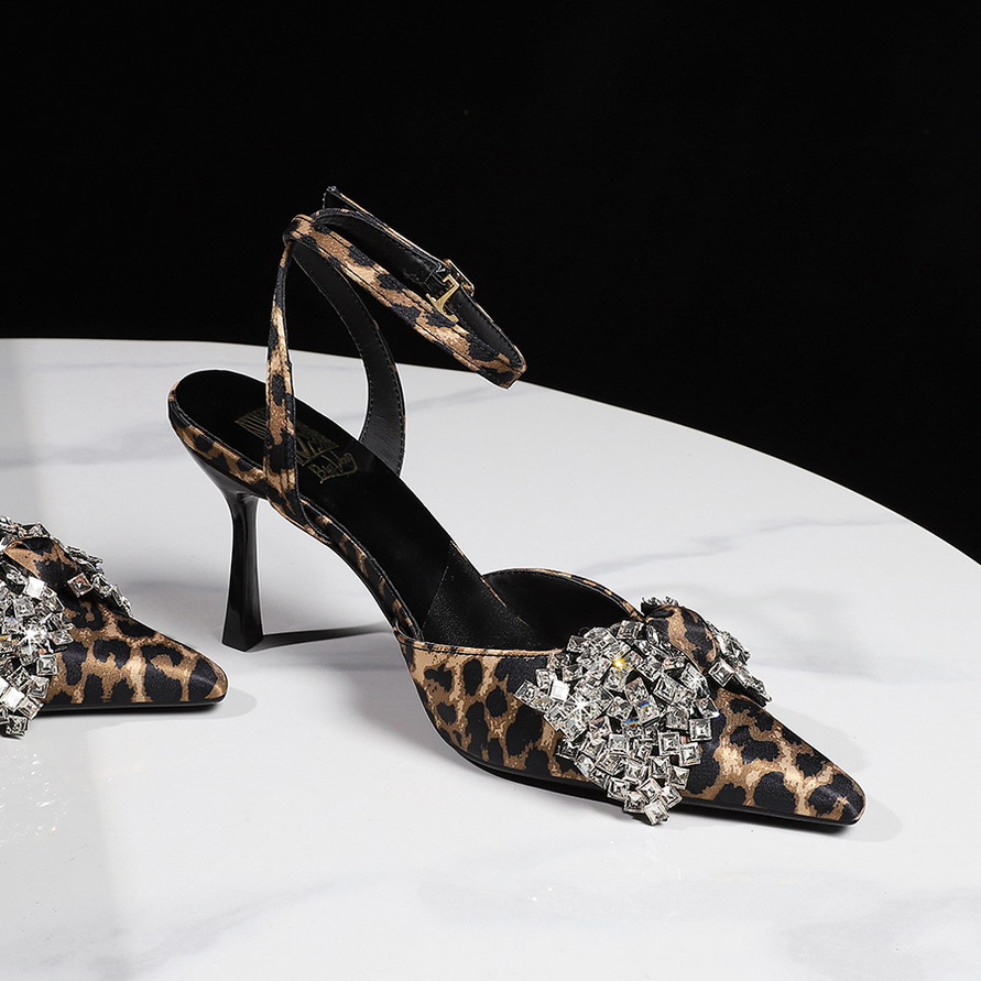 1783223833936_vE4YGQ.jpg Women's Leopard Print Rhinestone Bow Pointed Toe High Heel Ankle Strap Sandals