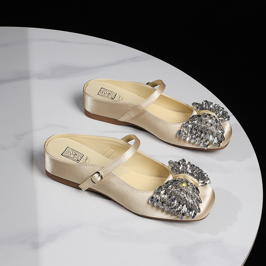 1783663930829_LTvPUs.jpg French Rhinestone Bow Satin Square Toe Comfortable Slippers for Women