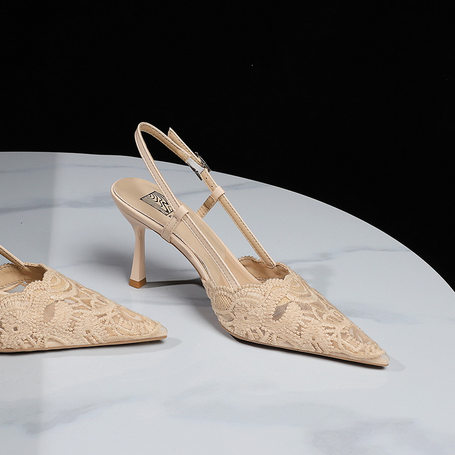 1783847930316_HCjfg2.jpg Korean Style Elegant Lace One-Strap Sandals Hollow Pointed Toe High Heels Shallow Mouth Thin Heel Chic Women's Shoes
