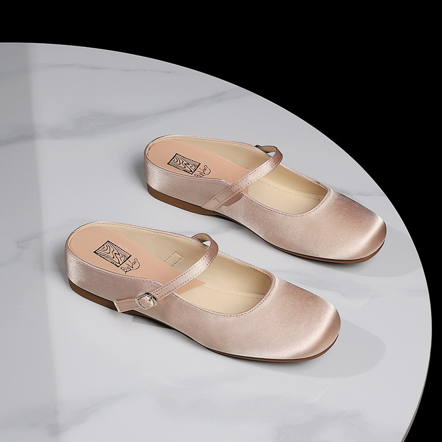 French Style Sweet One-Strap Square Toe Satin Slippers with Inner Height Increase for Women
